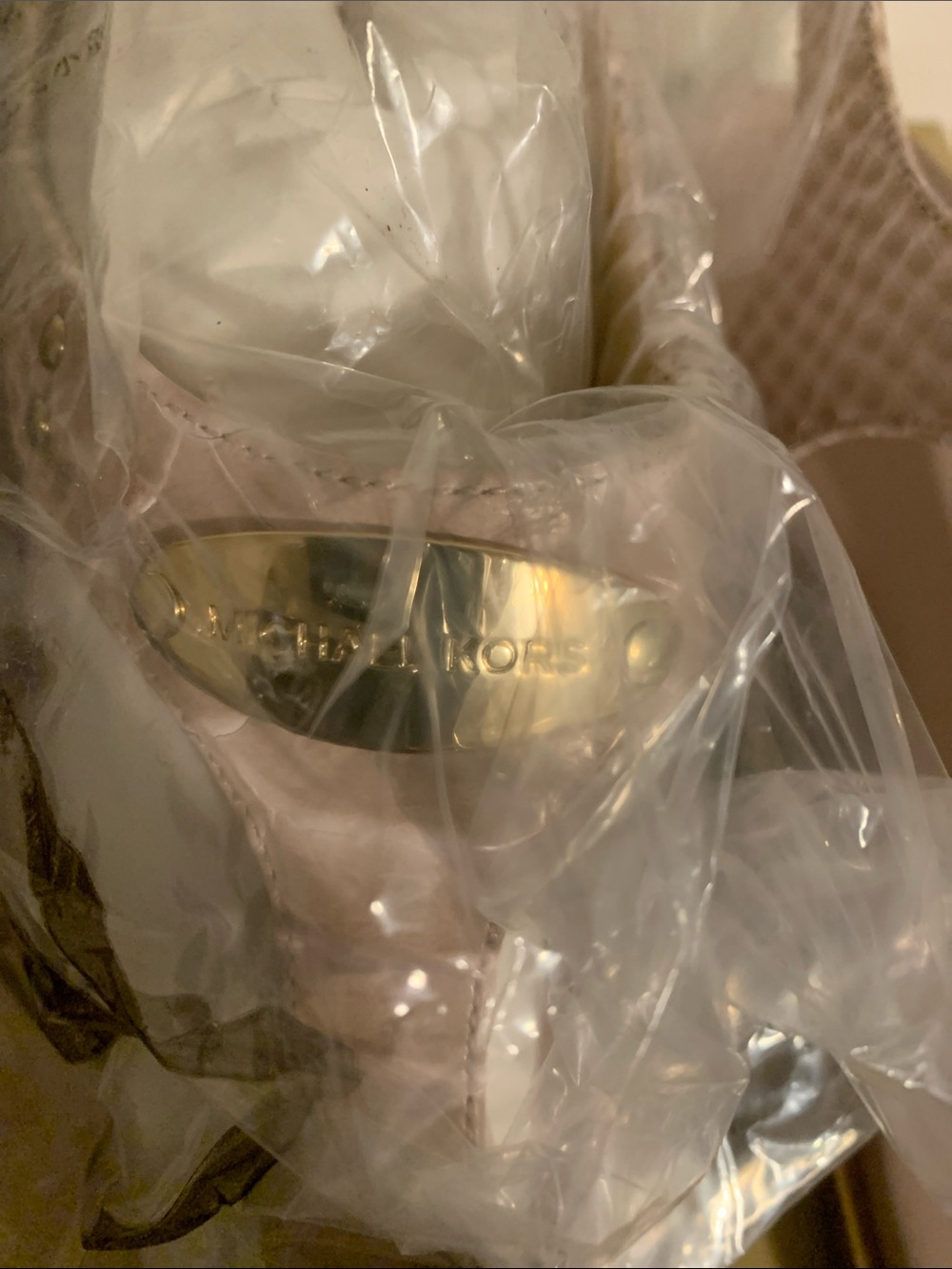 Michael Kors Blush T-Strap Sandals with Gold Plate - Picture 3 of 5